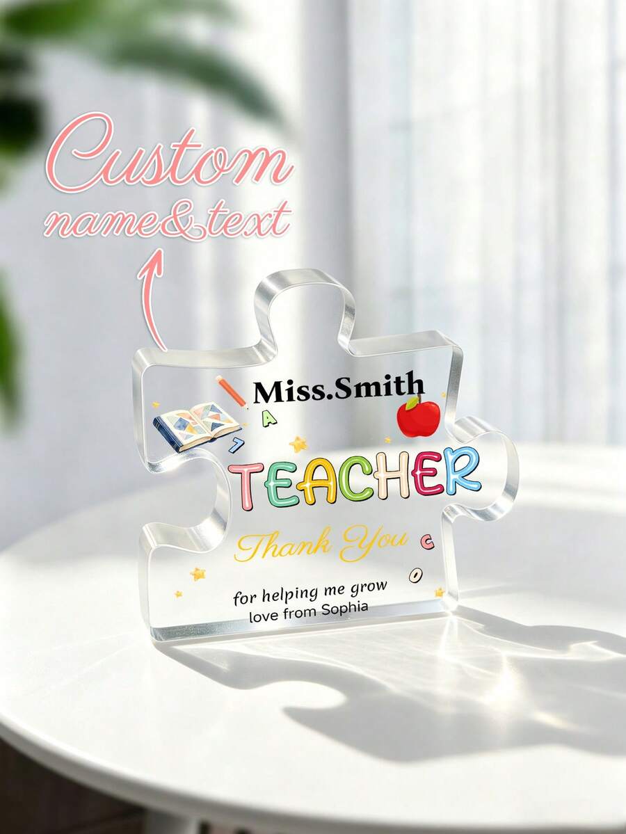 Targa in acrilico personalizzata per la Festa dell'Insegnante, decorazione in acrilico personalizzata, regalo personalizzato per la Festa dell'Insegnante, regalo di compleanno, decorazione per la casa, oggetto commemorativo, riutilizzabile, carino, ricordo di laurea, multifunzionale, regolabile, decorativo, raffinato, di alta qualità, moderno, colorato, confortevole, alla moda, personalizzato, unico, regalo ideale per lui, regalo ideale per lei, famiglia, amici, ufficio, sala da tè, scuola - Multicolore - Visualizzare 1