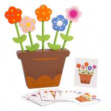 Puzzle Wooden Flowers Pieced Together In A Home Garden, Cognitive Early Education Building Blocks, Toys, Creative Accessories, Table Setting, Focus, Logical Thinking Training, Color Recognition Toys, Wooden Potted Plant Flower Arrangement Games, Flower Color Cognitive Matching Toys, Children's Hand Eye Coordination Early Education Puzzle Toys, Desktop Wooden Toys With 20 Double-Sided Task Cards, Desktop Ornaments, Children's Gifts - Multicolor - View 7