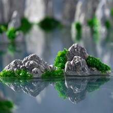 1pc Mini Chinese Style Resin Rockery Decor, Suitable For Bonsai, Aquarium, Zen Garden, Desktop And Aquarium To Simulate Moss-Covered Rocks, DIY Micro-Landscape Decoration Accessory - Multicolor - View 5
