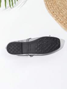 Giày bệt Mary Jane bằng satin kiểu dáng mới mùa thu 2025, có nơ, màu đen. - Xám - Xem 6