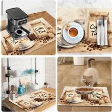 1pc Dish Drying Mat, Coffee Machine Pad, Polyester Absorbent Mat With Coffee Beans & Cup Pattern, Multipurpose Draining Mat, Home Gift, Tabletop Decor - XYLSD-226 - View 11