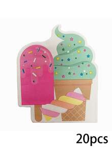 20pcs Ice Cream Pattern Napkins - Soft Pastel Tones Suitable For Afternoon Tea Gatherings, Weddings, Birthdays And Holiday Celebrations, Decorative Disposable Napkins For Ice Cream Themed Parties And Holiday Dining - Multiple Styles - View 10