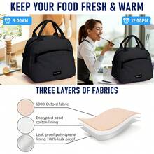 1pc Insulated Lunch Bag, Lunch Tote Bag, Thermal Lunch Box, Oxford Cloth Lunch Bag, Waterproof Lunch Bag, Portable Shoulder Lunch Bag, Reusable Lunch Handbag, Office Lunch Bag, Picnic Outdoor Lunch Bag - View 6