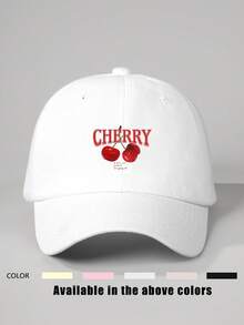 1pc Cherry Printed Adjustable Baseball Cap, Outdoor Sun Protection Casual Hat Suitable For Spring, Autumn Travel, Beach, Y2K Style For Young People,Holiday,Festival - Baseball Cap - View 29