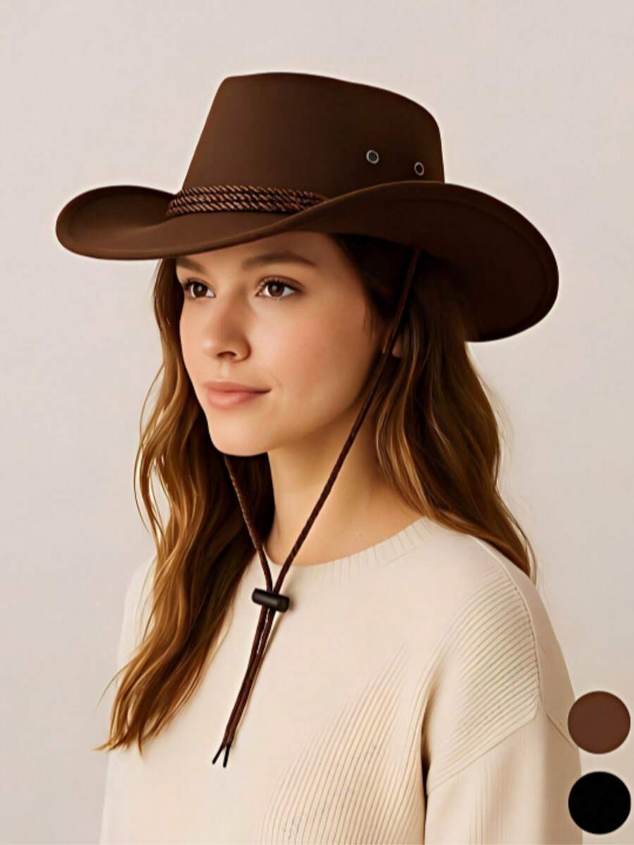 1 chiếc mũ cao bồi denim màu nâu và đen, thích hợp cho Halloween, đám cưới, kiểu dáng đa năng, phù hợp cho các bữa tiệc ngày lễ, bãi biển, du lịch. - Nhiều màu - Xem 1