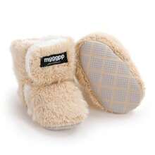 Ohwawadi Infant Baby Boys Girls Slippers Cozy Fleece Booties Soft Bottom Warm Cartoon Socks Newborn Crib Shoes - A03 Z Beige - Ver 9