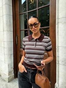 Women's Minimalist Elegant Knit Top, Casual Chic Style, Spring/Summer - Multicolor - View 11