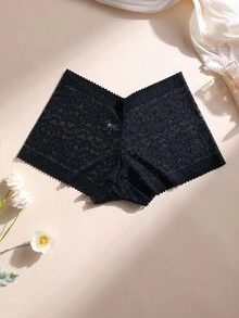 3件組女款蕾絲拼接中腰低腰內褲 - 性感提臀舒適彈性內著，適合日常穿著與運動瑜珈 - 彩色 - 查看 4
