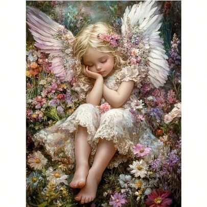 1pc [30*40cm/11.8*15.7in]5D Acrylic Diamond Painting Kit, Angel Pattern, Suitable For Adult Beginners DIY Mosaic Diamond Art, Full Drill Handmade DIY Diamond Painting, Suitable For Living Room, Bedroom, Office Wall Decor Hanging Painting, Surprise Art Home Decor Gift For Family And Friends, Frameless