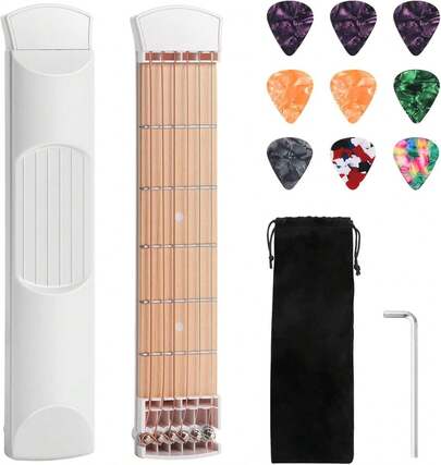 Pocket Guitar Practice Neck, Trainer 6 Fret Portable Chord Practice Tool For Beginner