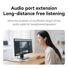 VegGieg 3.5mm音频延长线，公对母带麦克风，无损音质，兼容手机和电脑，支持通话控制，防氧化镀金插头，音频适配器线，1米/2米 - 查看 9