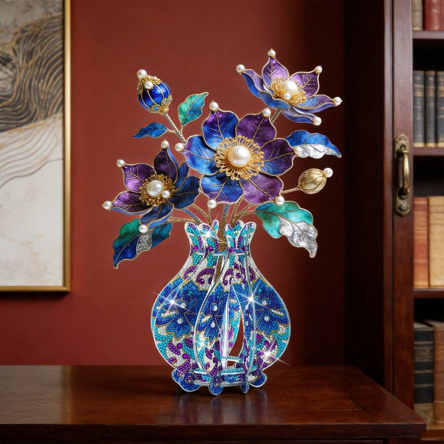 Suporte de Vela com Pintura de Diamante 3D, Conjunto de Arte DIY Vaso de Cristal Oco, Decoração de Casa Cintilante, Presente Criativo para Mãe, Dia das Mães, Aniversário