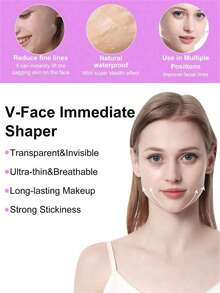 V-Shaped Face Lifting Tape, Invisible Matte Skin Tightening Tape For Facial Contour - Clear - View 2