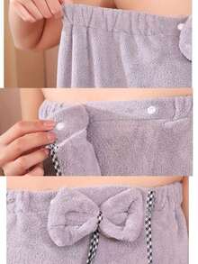 Bộ khăn tắm/khăn trùm đầu siêu mềm bằng sợi microfiber, khăn tắm thắt nơ dành cho người lớn, khăn tắm và khăn trùm đầu thấm hút cao, nhẹ, nhanh khô, quà tặng Ngày của Mẹ. - Màu tím - Xem 10