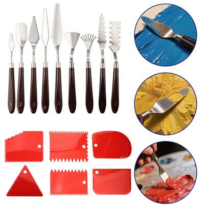 15PCS Palette Knife Set,,Painting Accessories For Oil Acrylic Canvas Painting Color Mixing Thick Paint Applications