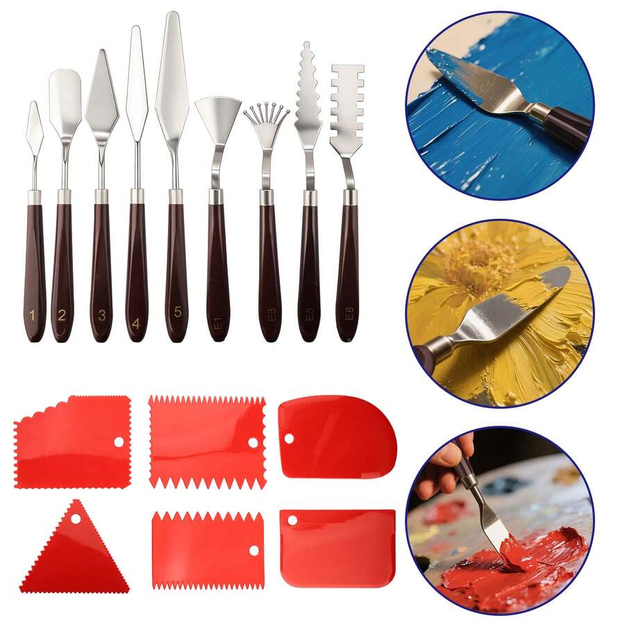 15PCS Palette Knife Set,,Painting Accessories For Oil Acrylic Canvas Painting Color Mixing Thick Paint Applications - Sets - View 1
