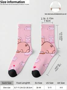 1 đôi tất in hình 360 độ, hình gia đình gà vui vẻ, vịt con dễ thương, heo hồng đáng yêu, phong cách đường phố, heo dễ thương, tất cao đến bắp chân độc đáo và dễ thương, tất đôi, tất thể thao tối giản, thoải mái, mềm mại, đa năng. - Nhiều màu - Xem 6