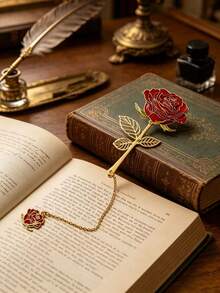 TOCHAIN 1 pieza Marcador de libro elegante de rosa y clavel de metal, marcador de libro de flor hueco y flexible, regalo perfecto para estudiantes, Día de San Valentín, regreso a clases, útiles escolares, amantes de los libros, maestros y seres queridos para el Día de San Valentín, graduación, regreso a clases, Día de la Madre y cumpleaños, regalos de Año Nuevo y Navidad - Rojo - Ver 3