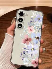 1 Piece Soft Phone Case With Artistic Floral Pattern, Compatible With Huawei Honor, Compatible With Redmi, Compatible With Galaxy A04e/12/A13/A14/A34/A50/A52/A53/A54/S21/S22/S23/S24/S25/S25Ultra/S25FE/S26/S26 PLUS/S26 ULTRA/S26 EDGE, 6A/7A/8A, 12T/13T/15T/15T Pro, International Version, Not The Domestic Version - 透明 17 - 查看 2