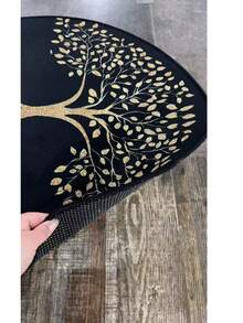 1pc Black Background Tree Of Life Semi-Circle Design Doormat, Modern Outdoor Entrance Carpet, Doormat, Small Rug, Welcome Mat, Carpet, Floor Mat, Outdoor Doormat, Kitchen Rug, Home Decor, Front Door Mat, Area Small Rug, Outdoor Mat, Home Decor, Area Rug, Garden Carpet, Washable Rug - Multicolor - View 10
