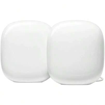  Google Nest Wifi Pro, Wi-Fi 6E Reliable Home WiFi System With Fast Speed And Whole Home Coverage Mesh Wi-Fi Router - Snow 2Pack