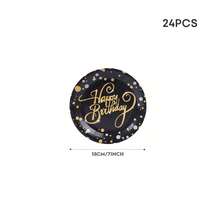 Juego de vajilla desechable de cumpleaños en negro y dorado, platos de papel de 9 pulgadas y 7 pulgadas, vasos de papel de 9 onzas, servilletas, kit de vajilla con estampado de confeti negro y dorado/plateado para celebración de cumpleaños de adultos, fiesta formal - Multicolor - Ver 13