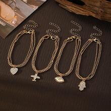 VKME Set de 4 piezas de brazaletes de metal con diseños de avión, ojo y corazón, de estilo lujoso y elegante - XH92824838 - Ver 5