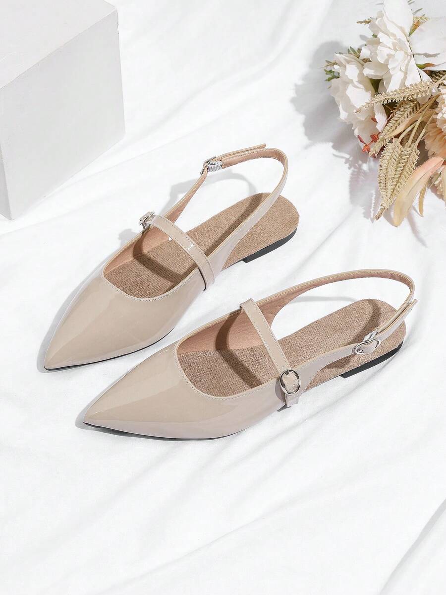 Sepatu Mary Jane Flat Slip-On Kelas Atas untuk Wanita - Aprikot - View 1