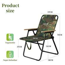 T-ZBDZ Silla de camping plegable, silla plegable con reposabrazos, portátil, capacidad de carga de 150 kg, silla de pesca, silla de jardín para camping, balcón y playa. - Verde militar - Ver 3