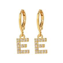 Khuyên tai vòng chữ cái A-Z bằng đồng đính đá Zirconia sang trọng tối giản, khuyên tai mặt dây chuyền chữ cái độc đáo, khuyên tai thanh lịch đa năng dành cho nữ. - Vàng - Xem 19