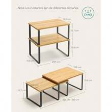 SONGMICS Estante para Especias Juego de 2 Organizador de Armario Especiero de Cocina Extensible Negro y Natural MKCS02NB - Negro natural - Ver 6