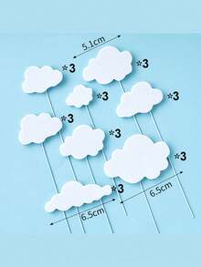 8pcs White Cloud Cake Decorations, 3D Foam Cake Toppers Suitable For Birthday Party, Opening Celebration, Holidays, Father's Day, Christmas - Multicolor - View 19