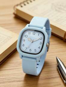 1 Set/1pc Women's 3-Color Square Dial Silicone Quartz Watch Set - Versatile Casual Accessory & Birthday Gift - Multicolor - View 2