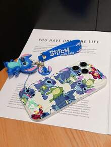 Disney Has Authorized, Phone Case - Chain Set, The Stitch Lilo & Stitch Phone Case Plus A Silicone 3D Or Fluffy Style Stitch Bracelet With Metallic Ring Removable Bracelet, Stitch And Angel Pattern, Compatible With Iphone 17/16/15/14/13/12/11/XS/XR/X Plus Pro Max, Wavy Design Phone Case For Girl, A Stylish Cartoon Summer Phone Case, The Perfect Gift Choice, Phone Protection, Durable Phone Cover, Great Gift For Friends And Family - Màu trắng kiểu A - Xem 5