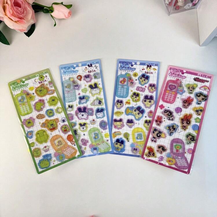 pokemon Hình dán pha lê 3D, hình dán hoạt hình dễ thương dùng để trang trí sổ lưu niệm, bộ hình dán sáng tạo dành cho trẻ em, vật liệu tự làm. - Nhiều màu - Xem 4