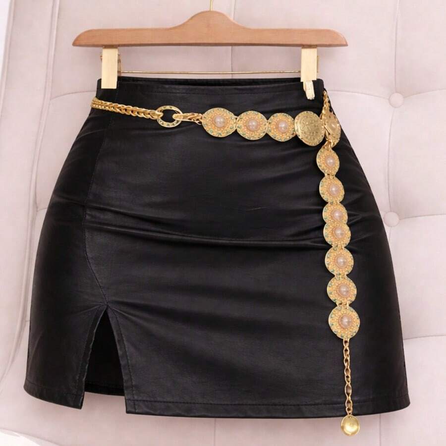 Short Saia Feminino Courinho Curto Sexy - Preto - Visão 1