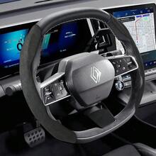 Hocasen 適用於 Renault Alcantara 麂皮方向盤套 新款運動設計 分段式防滑 快速安裝 超薄 適用於 Sandero/Clio/Duster/Captur/Master/Kwid/Trafic/Austral/Arkana/Megane/Kangoo/Express/Megane-E/Kardian 黑色 咖啡棕 摩卡棕 - Segmented Sport Suede Steering Wheel Cover - 查看 3