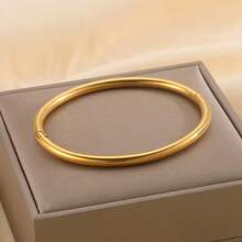 1pc Titanium Steel Bracelet, Gold Color Inlaid Diamond, Waist, Clover, Roman Letter, Heart, Shell, Bamboo Node, Exquisite & Fashionable Accessory - Gold - View 13