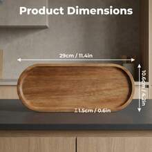 1/2pcs Oval Wooden Tray, Wooden Food Serving Platter, Cheese Board Appetizer Dessert Cake Plate, Reusable Kitchen Decor Tray, Suitable For Home Restaurant Hotel, Perfect For Christmas Halloween Valentine's Day Easter Thanksgiving Wedding Gift - View 4