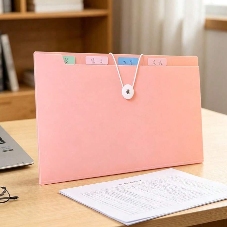 1 Solid Color Multi-Layer A4 File Bag With Transparent Inner Pages For Paper And Document Management, Large Capacity Storage Book, Back To School Season, School Supplies - Sets - View 1