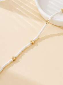 1pc Minimalist Sweet Classic Summer Refreshing White Seed Bead Delicate Mini Daisy Waist Chain For Women - White - View 5
