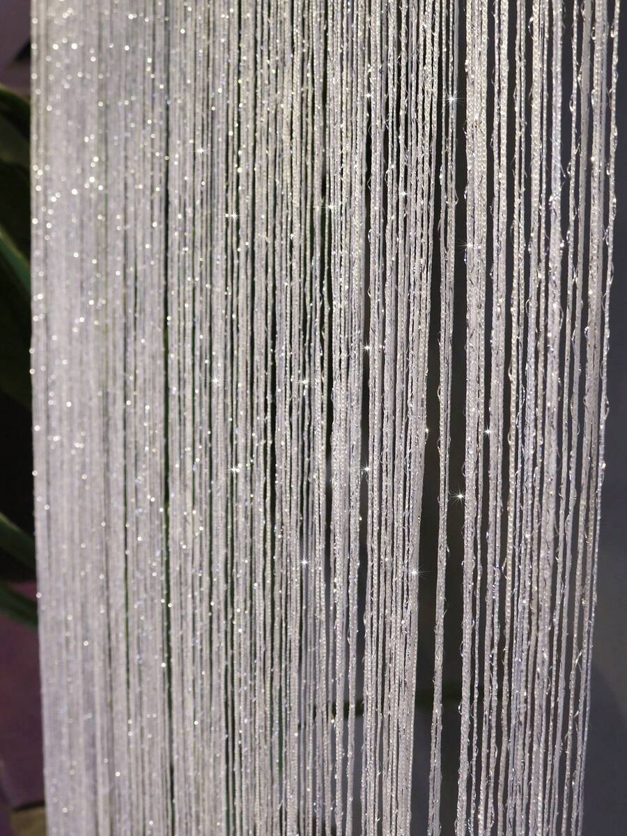 1pc Korean Style Silver Wire Curtain, Wedding Ceremony Decoration, Tassel Partition Curtain For Home, Living Room, Entrance - 1PC - View 1