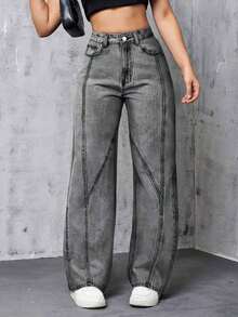 Fashionable Elegant Detailed Pocket Button Solid Color Pants, A Casual Loose Fit Trousers Suitable For Spring, Summer, Autumn And Winter Daily Wear, Travel - Grey - View 4