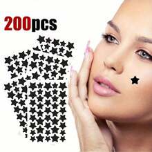 2000/400/200/40 Pcs Face Star Stickers, Suitable For Holiday Party Carnival Decorative Stickers, Five-Pointed Star Cute Design Stickers, Waterproof And Sweatproof Mini Stickers - Black - View 13