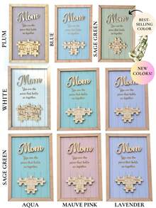 1 tấm bảng ghép hình dành cho mẹ, quà tặng Ngày của Mẹ từ con cái và chồng, bảng gỗ khắc tùy chỉnh, biểu tượng gắn kết chúng ta, quà tặng bà, quà tặng cá nhân hóa độc đáo. - Nhiều màu - Xem 3