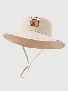 1 buah Topi Matahari Bertepi Lebar Bordir Capybara Bayi, Topi Ember Cepat Kering dengan Tali Dagu, Unisex untuk Aktivitas Luar Ruangan - Kapibala - View 9