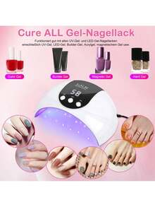 UV LED Nail Lamp, 54W UV Light For Gel Nails With Automatic Sensor/3 Timer Setting Professional Nail Dryer Gel Polish Curing Lamp Nail Art Tools - Đen và trắng - Xem 2