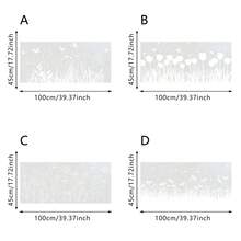 1/4 Stücke Perlmutt-Frosted Fensterfolie mit Sichtschutz, Weiße Tulpen Blumen Wiese Glasaufkleber, nicht klebend für Büro, Küche, Wohnzimmer, Badezimmer Glastür Dekorkunst - Perlmuttfarbene, mattierte Folie - Übersicht 4