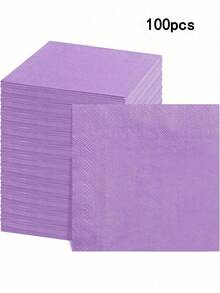 20/60/100张装鸡尾酒餐巾纸，双层甜点餐巾纸，折叠式，5 x 5英寸，一次性餐巾纸，适用于晚餐、婚礼、生日派对、新娘送礼会、宴会及其他活动 - 紫色 - 查看 9