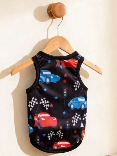 Áo vest in hình xe hoạt hình dễ thương, thoáng khí, chống rụng lông cho thú cưng, thích hợp sử dụng trong nhà và ngoài trời, dành cho mèo và chó.